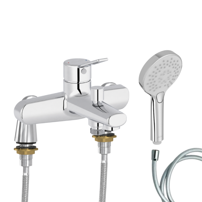 Mitigeur baignoire JACOB DELAFON Eo + pommeau de douche Metro + flexible de douche lisse + colonnettes Idro'Flex