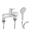 Mitigeur baignoire JACOB DELAFON Eo + pommeau de douche Metro + flexible de douche lisse + colonnettes Idro'Flex