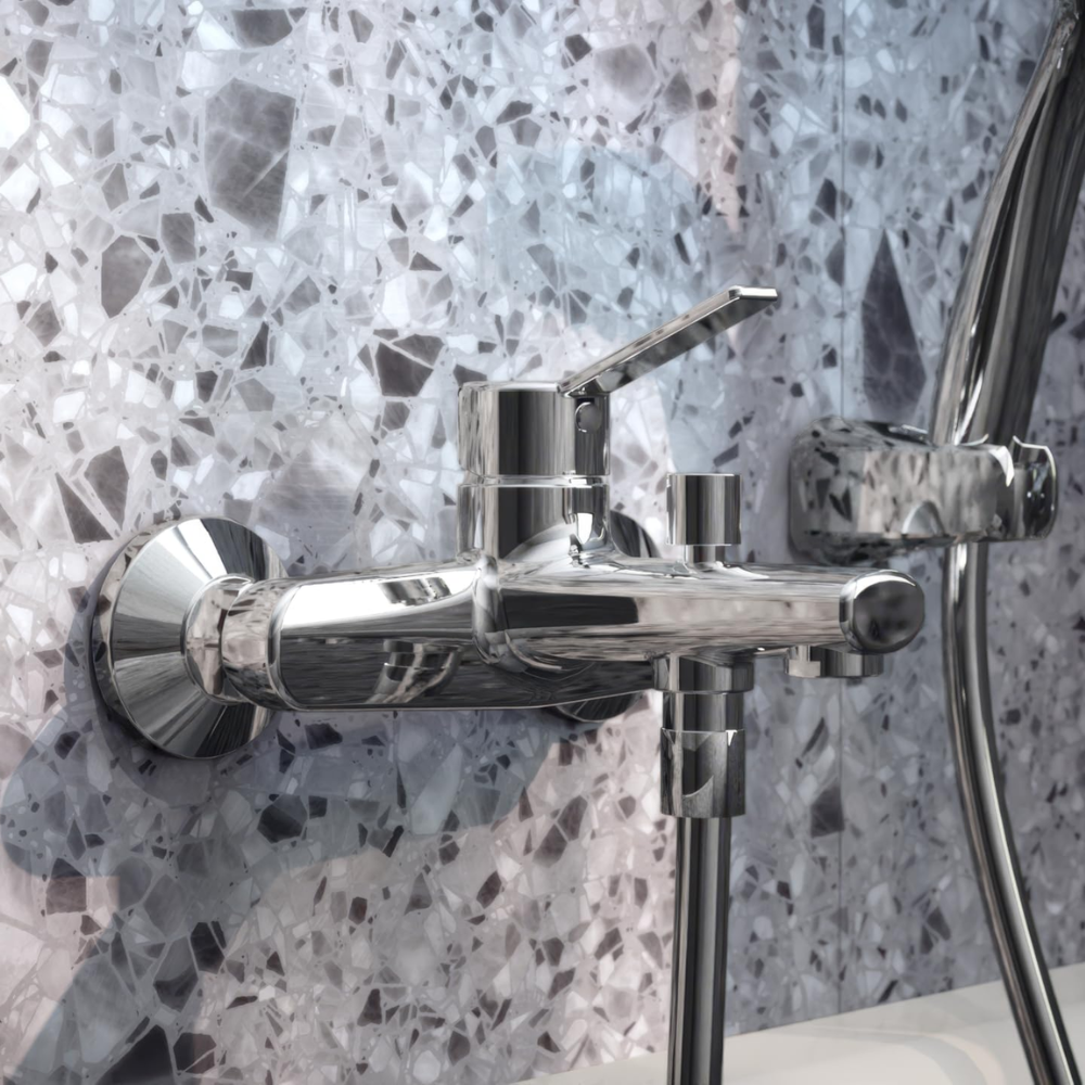 Mitigeur baignoire JACOB DELAFON Eo + pommeau de douche Metro signature + flexible de douche métal