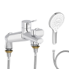 Mitigeur baignoire JACOB DELAFON Eo + pommeau de douche Metro signature + flexible de douche métal + colonnettes Idro'Flex