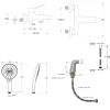 Mitigeur baignoire JACOB DELAFON Eo + pommeau de douche Metro signature + flexible de douche métal + colonnettes Idro'Flex