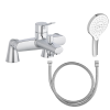 Mitigeur baignoire JACOB DELAFON Eo + pommeau de douche Metro signature + flexible de douche métal + colonnettes