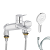 Mitigeur baignoire JACOB DELAFON Eo + pommeau de douche Metro signature + flexible de douche lisse + colonnettes Idro'Flex