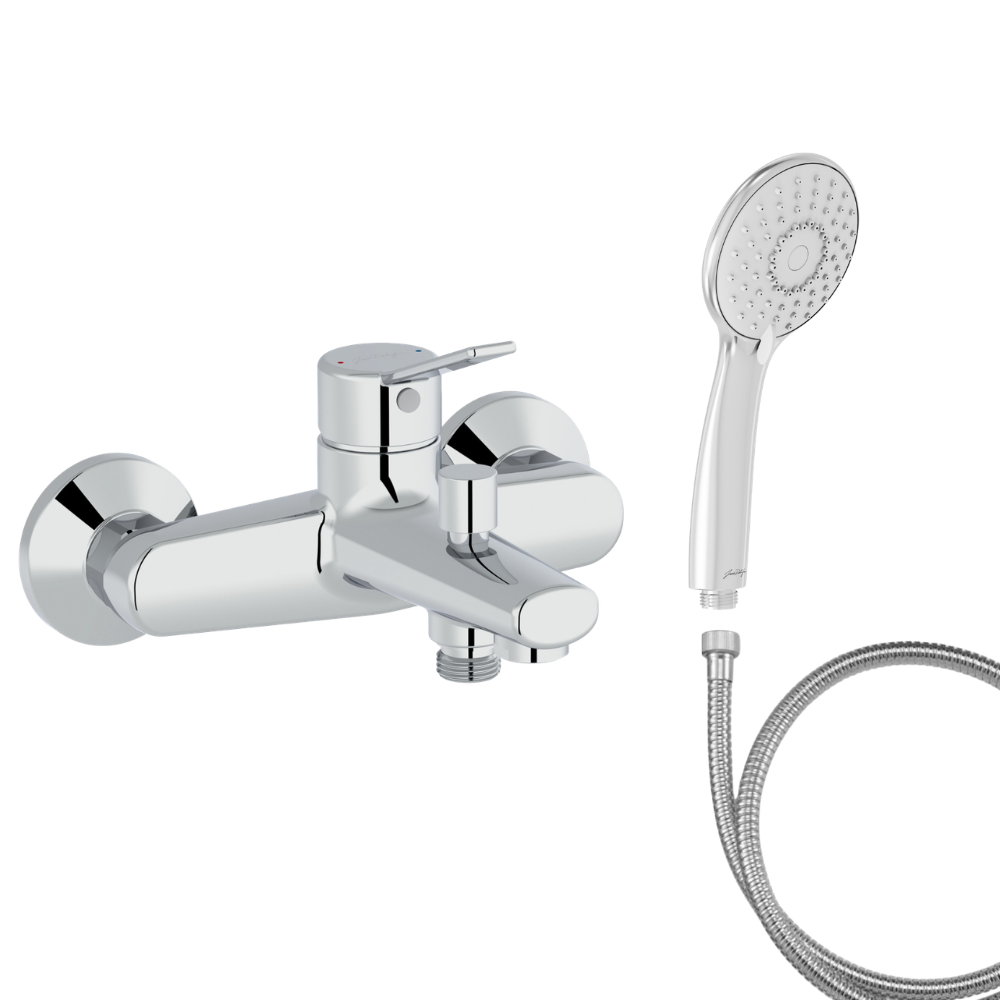 Mitigeur baignoire JACOB DELAFON Eo + pommeau de douche Juliette + flexible de douche métal