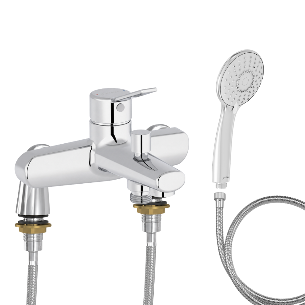Mitigeur baignoire JACOB DELAFON Eo + pommeau de douche Juliette + flexible de douche métal + colonnettes Idro'Flex