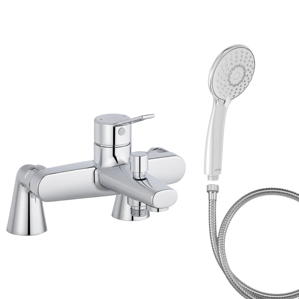 Mitigeur baignoire JACOB DELAFON Eo + pommeau de douche Juliette + flexible de douche métal + colonnettes
