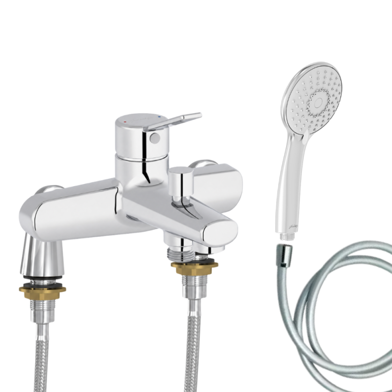 Mitigeur baignoire JACOB DELAFON Eo + pommeau de douche Juliette + flexible de douche lisse + colonnettes Idro'Flex