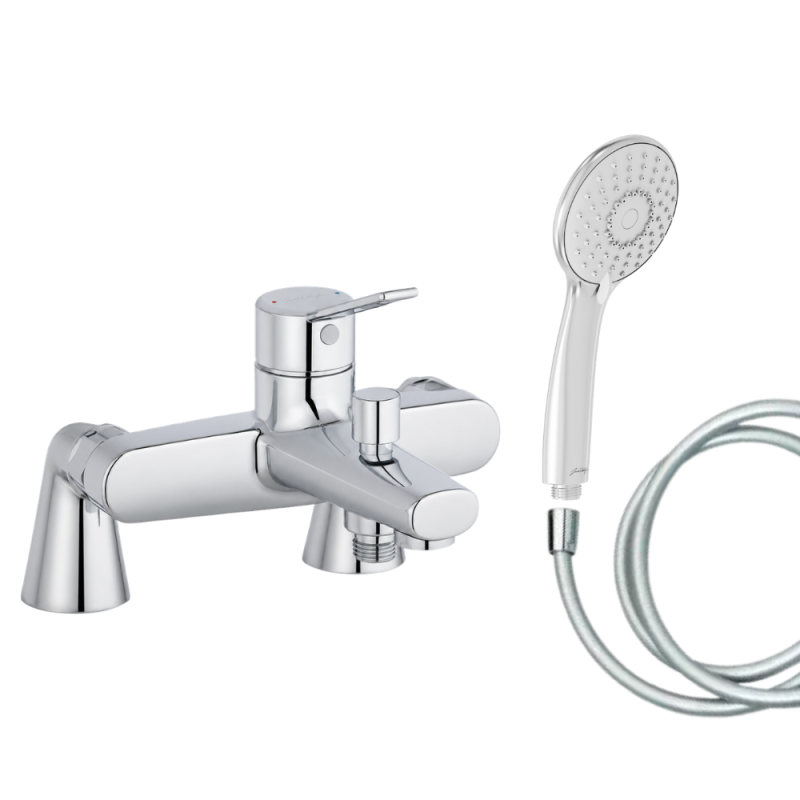Mitigeur baignoire JACOB DELAFON Eo + pommeau de douche Juliette + flexible de douche lisse + colonnettes