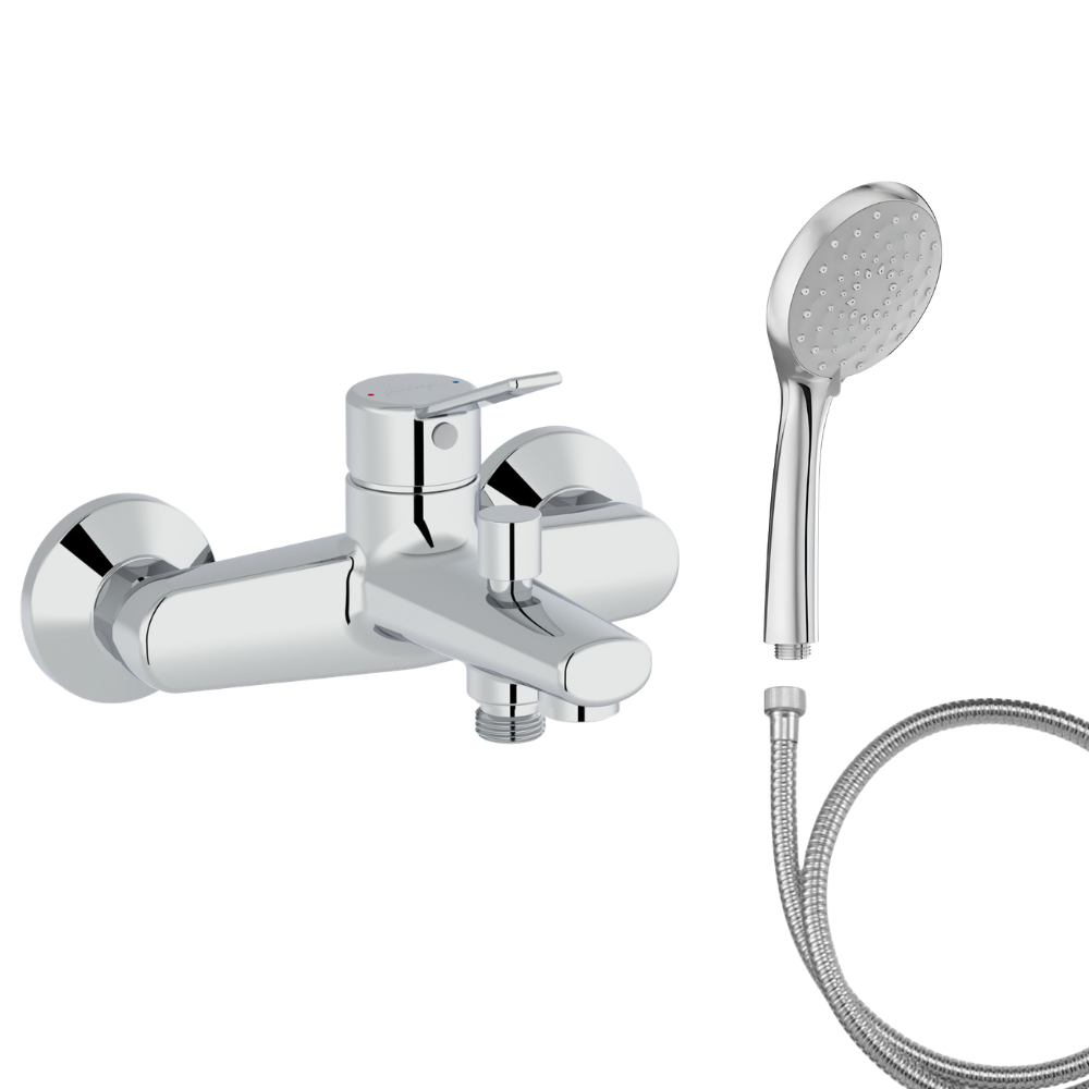 Mitigeur baignoire JACOB DELAFON Eo + pommeau de douche Awaken + flexible de douche métal