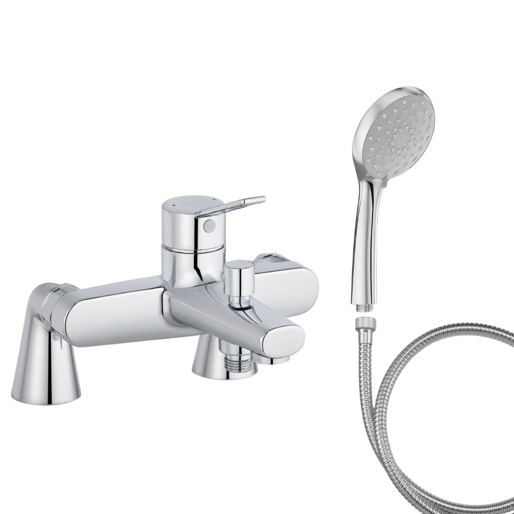 Mitigeur baignoire JACOB DELAFON Eo + pommeau de douche Awaken + flexible de douche métal + colonnettes