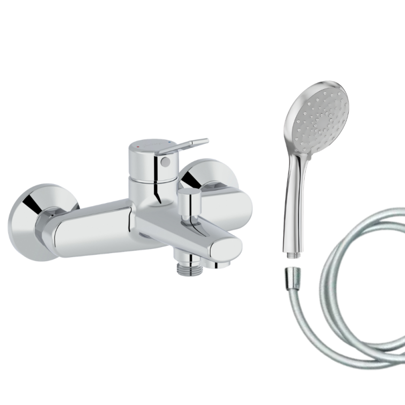 Mitigeur baignoire JACOB DELAFON Eo + pommeau de douche Awaken + flexible de douche lisse