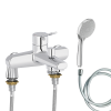Mitigeur baignoire JACOB DELAFON Eo + pommeau de douche Awaken + flexible de douche lisse + colonnettes Idro'Flex