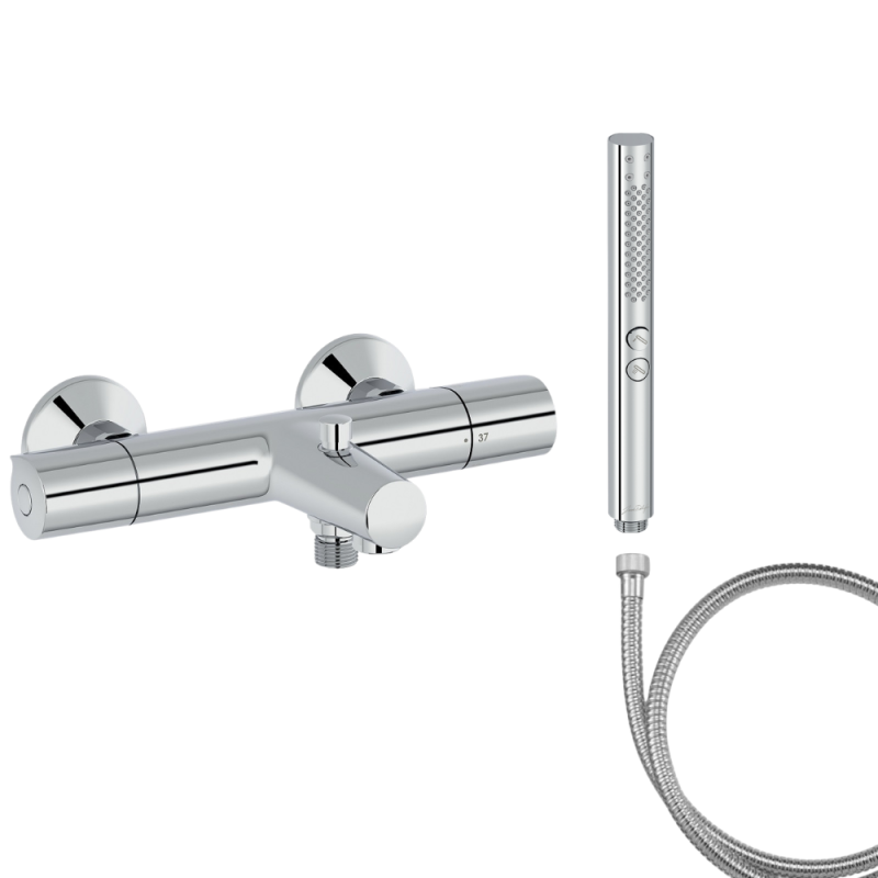Mitigeur baignoire JACOB DELAFON Simone + pommeau de douche Shift+ rond + flexible de douche métal
