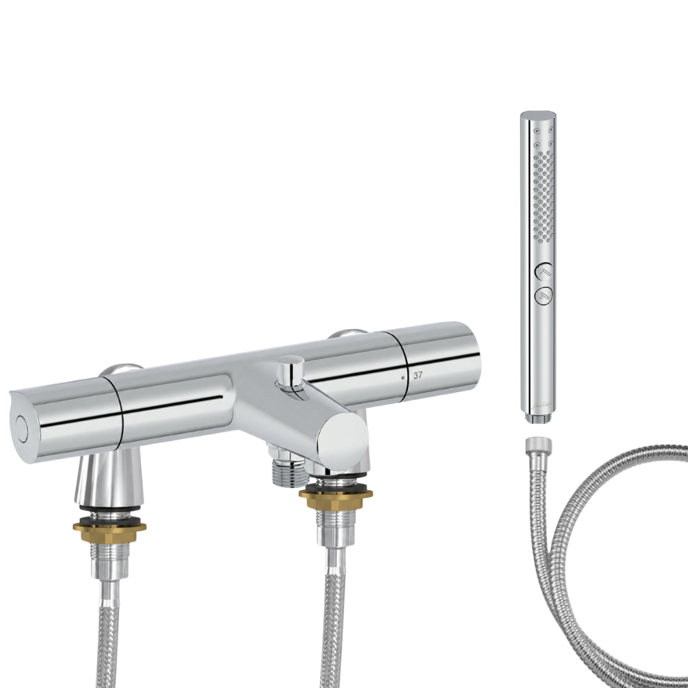 Mitigeur baignoire JACOB DELAFON Simone + pommeau de douche Shift+ rond + flexible de douche métal + colonnettes Idro'Flex