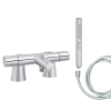 Mitigeur baignoire JACOB DELAFON Simone + pommeau de douche Shift+ rond + flexible de douche lisse + colonnettes