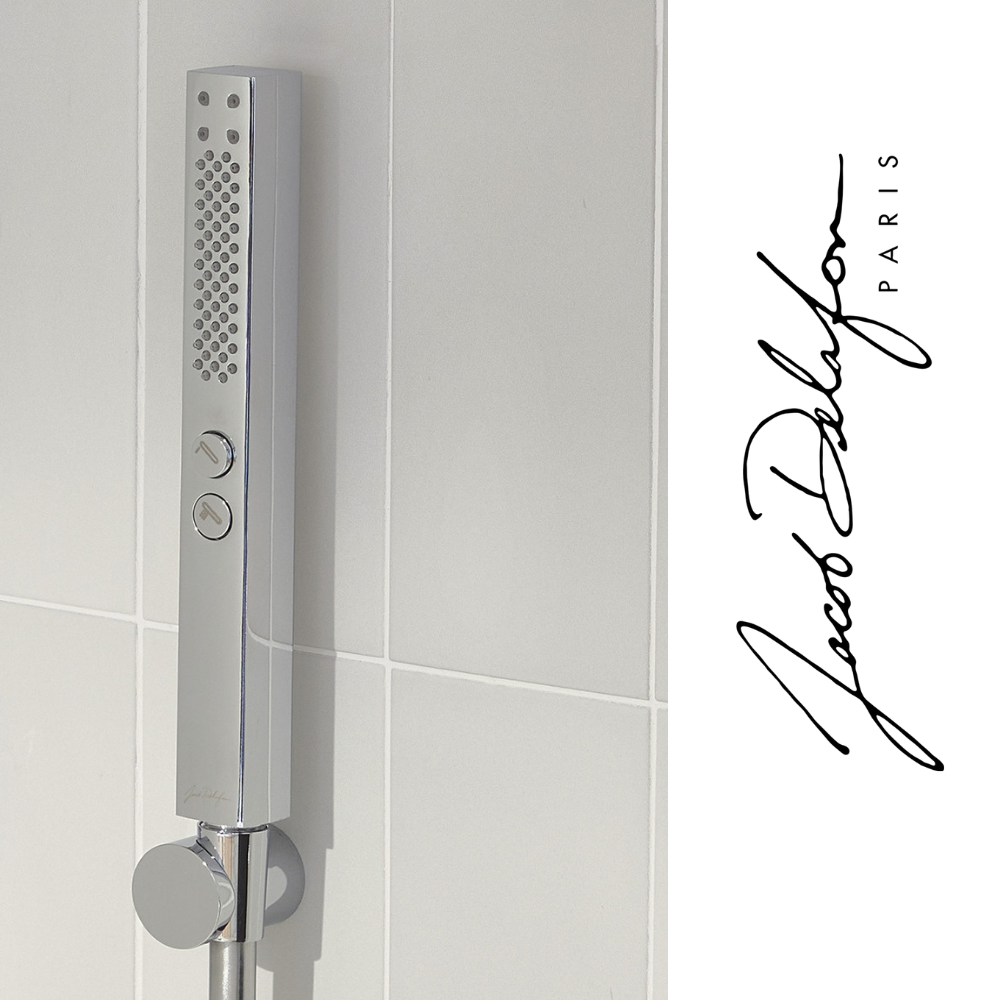 Mitigeur baignoire JACOB DELAFON Simone + pommeau de douche Shift+ carré + flexible de douche lisse + colonnettes Idro'Flex