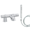 Mitigeur baignoire JACOB DELAFON Simone + pommeau de douche Shift+ carré + flexible de douche lisse + colonnettes