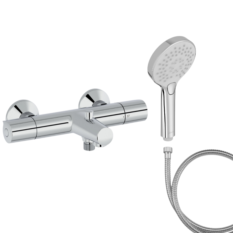 Mitigeur baignoire JACOB DELAFON Simone + pommeau de douche Metro + flexible de douche métal