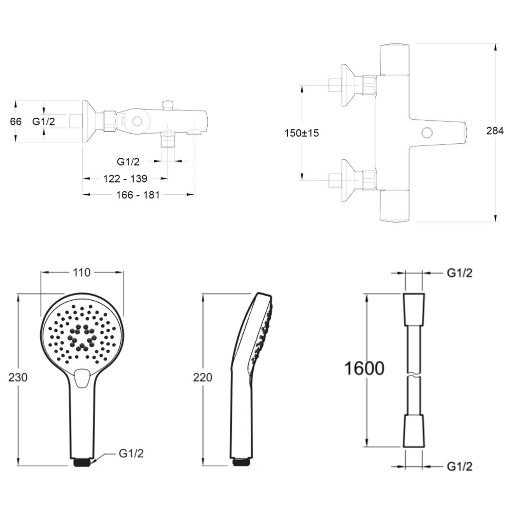 Mitigeur baignoire JACOB DELAFON Simone + pommeau de douche Metro + flexible de douche métal