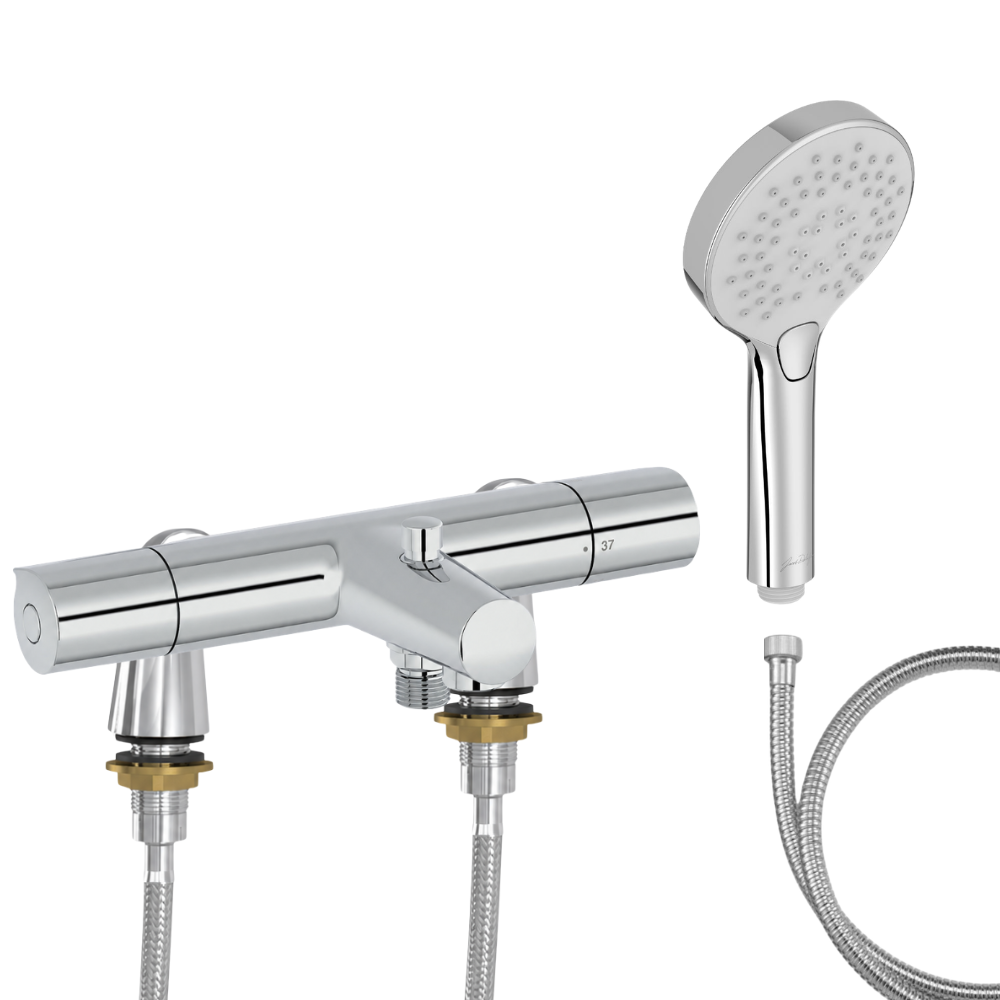 Mitigeur baignoire JACOB DELAFON Simone + pommeau de douche Metro + flexible de douche métal + colonnettes Idro'Flex