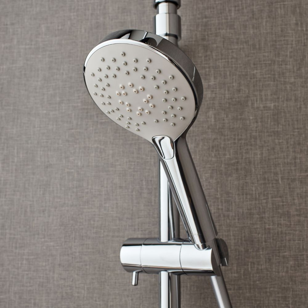 Mitigeur baignoire JACOB DELAFON Simone + pommeau de douche Metro + flexible de douche métal + colonnettes