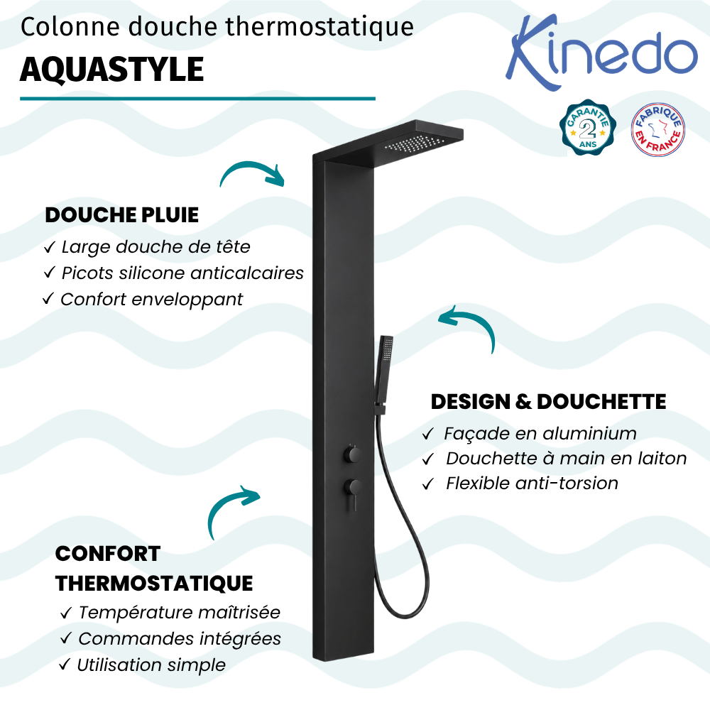 Colonne de douche thermostatique KINEDO Aquastyle | Batinea