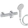 Mitigeur baignoire JACOB DELAFON Simone + pommeau de douche Metro + flexible de douche lisse