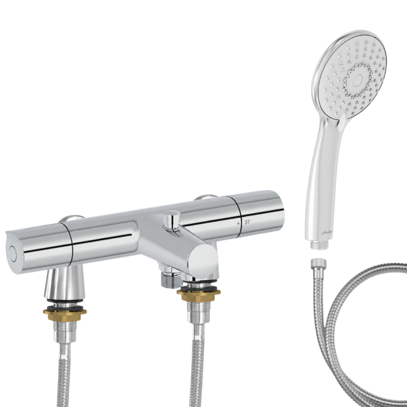 Mitigeur baignoire JACOB DELAFON Simone + pommeau de douche Juliette + flexible de douche métal + colonnettes Idro'Flex