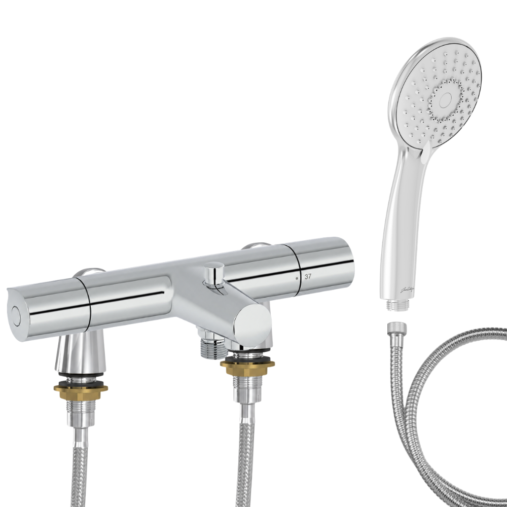 Mitigeur baignoire JACOB DELAFON Simone + pommeau de douche Juliette + flexible de douche métal + colonnettes Idro'Flex