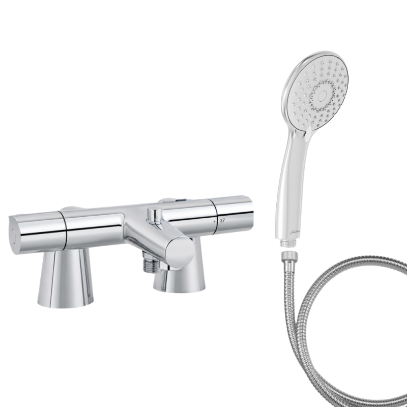 Mitigeur baignoire JACOB DELAFON Simone + pommeau de douche Juliette + flexible de douche métal + colonnettes