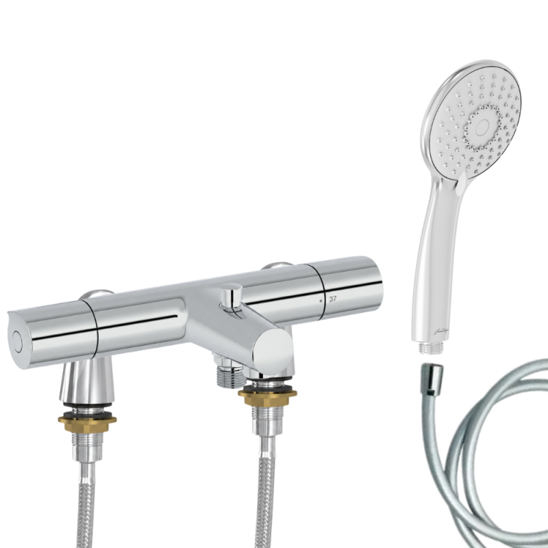Mitigeur baignoire JACOB DELAFON Simone + pommeau de douche Juliette + flexible de douche lisse + colonnettes Idro'Flex