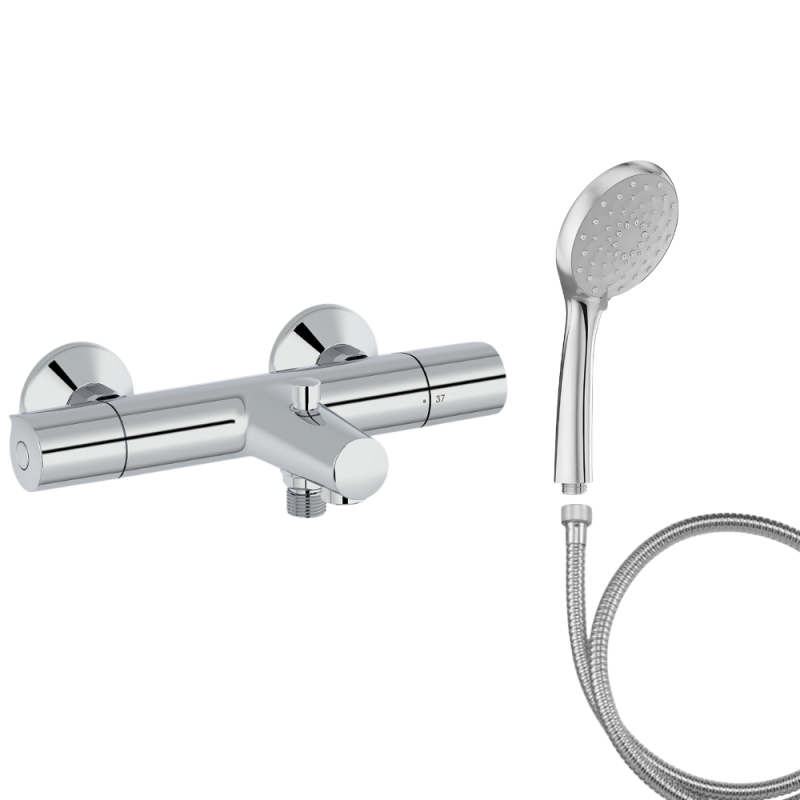 Mitigeur baignoire JACOB DELAFON Simone + pommeau de douche Awaken + flexible de douche métal