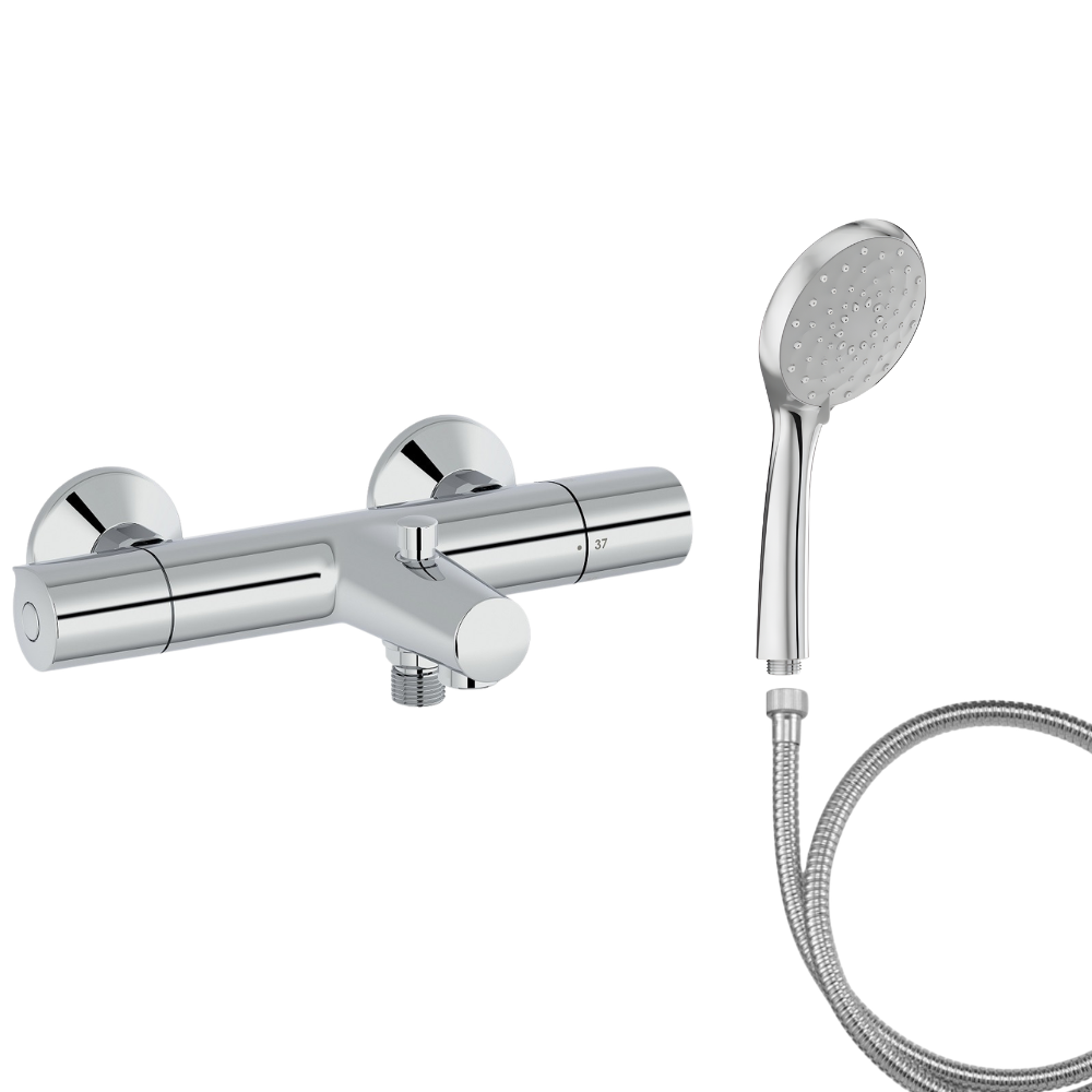 Mitigeur baignoire JACOB DELAFON Simone + pommeau de douche Awaken + flexible de douche métal