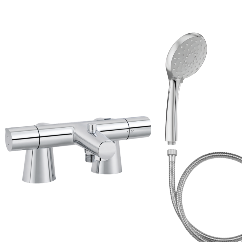 Mitigeur baignoire JACOB DELAFON Simone + pommeau de douche Awaken + flexible de douche métal + colonnettes