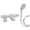 Mitigeur baignoire JACOB DELAFON Simone + pommeau de douche Awaken + flexible de douche lisse + colonnettes