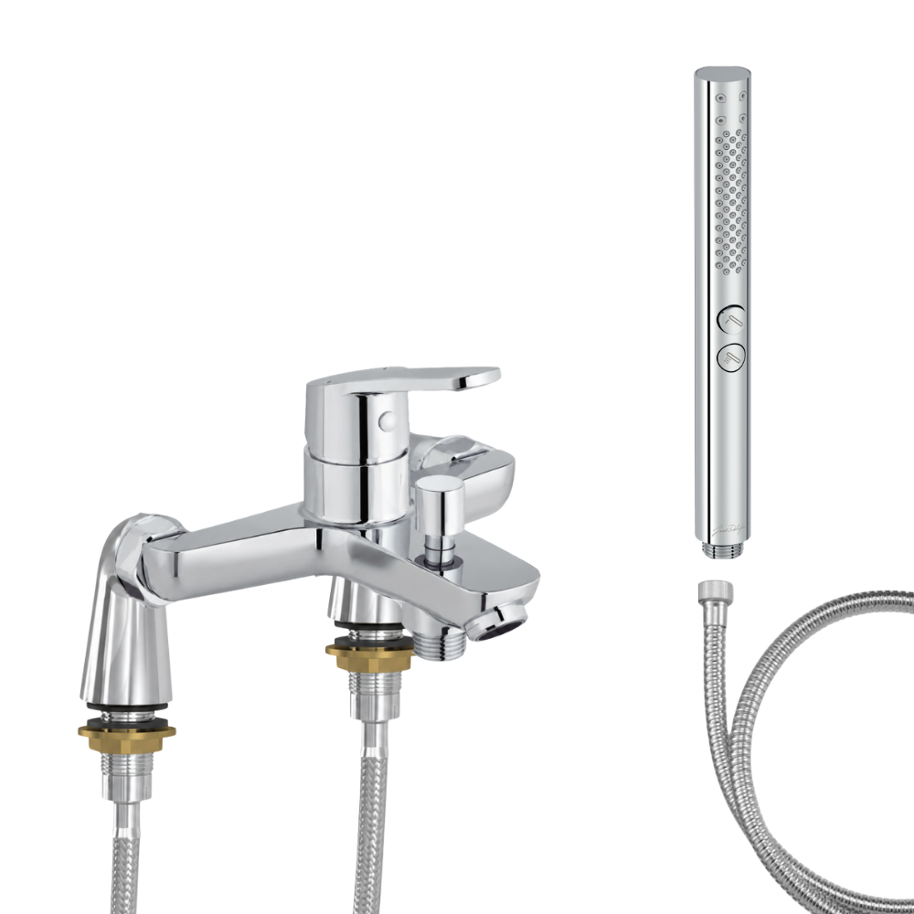 Mitigeur baignoire JACOB DELAFON Aimé + pommeau de douche Shift+ rond + flexible de douche métal + colonnettes Idro'Flex