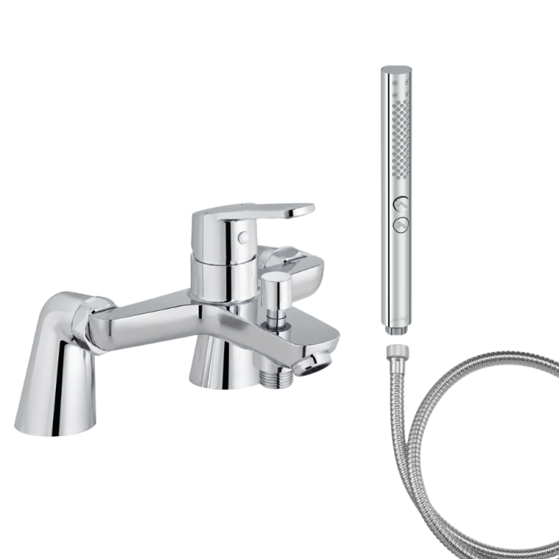Mitigeur baignoire JACOB DELAFON Aimé + pommeau de douche Shift+ rond + flexible de douche métal + colonnettes