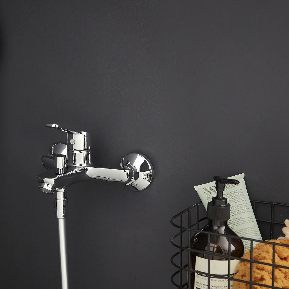 Mitigeur baignoire JACOB DELAFON Aimé + pommeau de douche Shift+ carré + flexible de douche métal