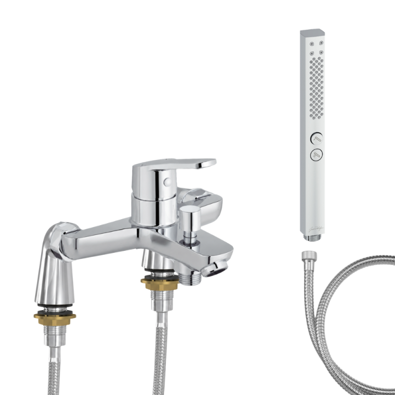 Mitigeur baignoire JACOB DELAFON Aimé + pommeau de douche Shift+ carré + flexible de douche métal + colonnettes Idro'Flex