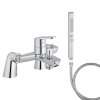 Mitigeur baignoire JACOB DELAFON Aimé + pommeau de douche Shift+ carré + flexible de douche métal + colonnettes