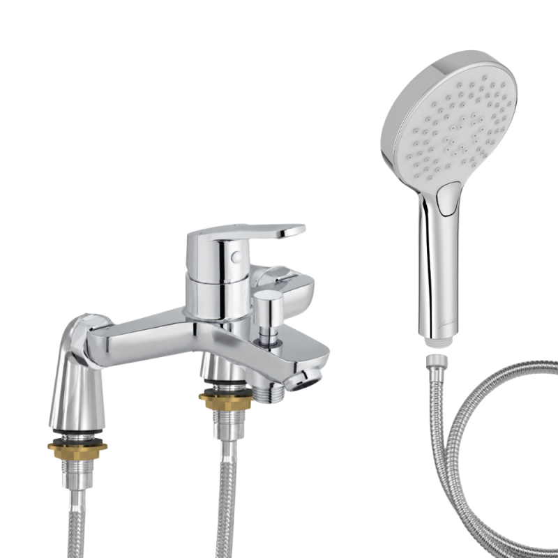 Mitigeur baignoire JACOB DELAFON Aimé + pommeau de douche Metro + flexible de douche métal + colonnettes Idro'Flex