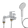 Mitigeur baignoire JACOB DELAFON Aimé + pommeau de douche Metro + flexible de douche métal + colonnettes Idro'Flex