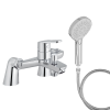 Mitigeur baignoire JACOB DELAFON Aimé + pommeau de douche Metro + flexible de douche métal + colonnettes