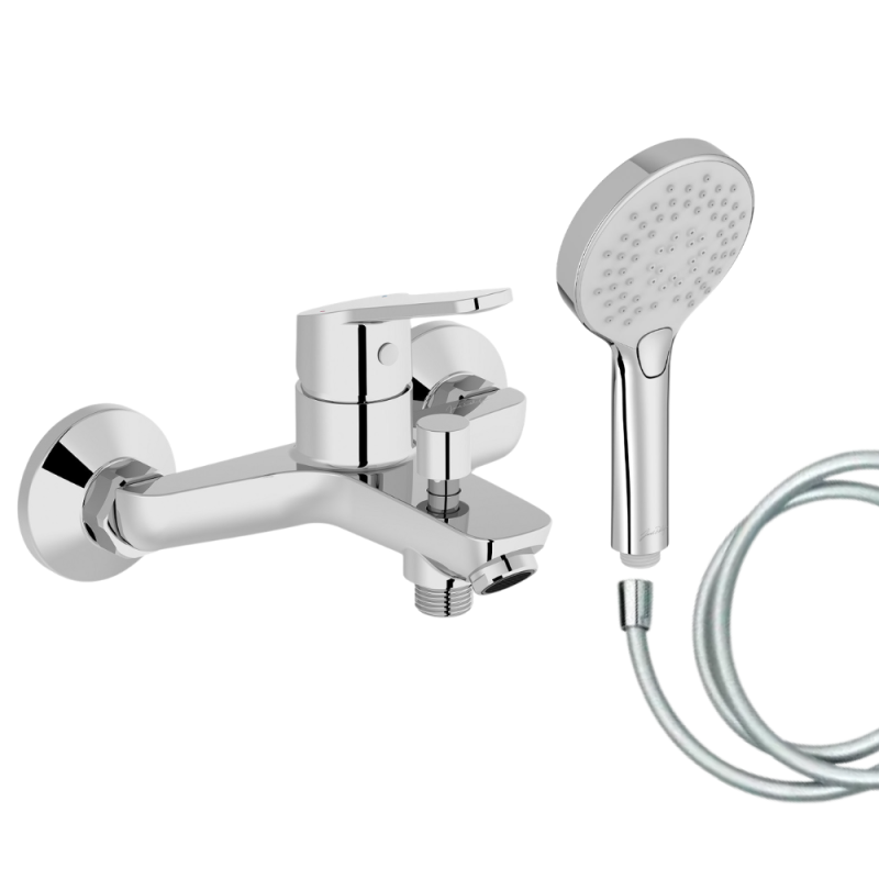 Mitigeur baignoire JACOB DELAFON Aimé + pommeau de douche Metro + flexible de douche lisse