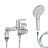 Mitigeur baignoire JACOB DELAFON Aimé + pommeau de douche Metro + flexible de douche lisse + colonnettes Idro'Flex