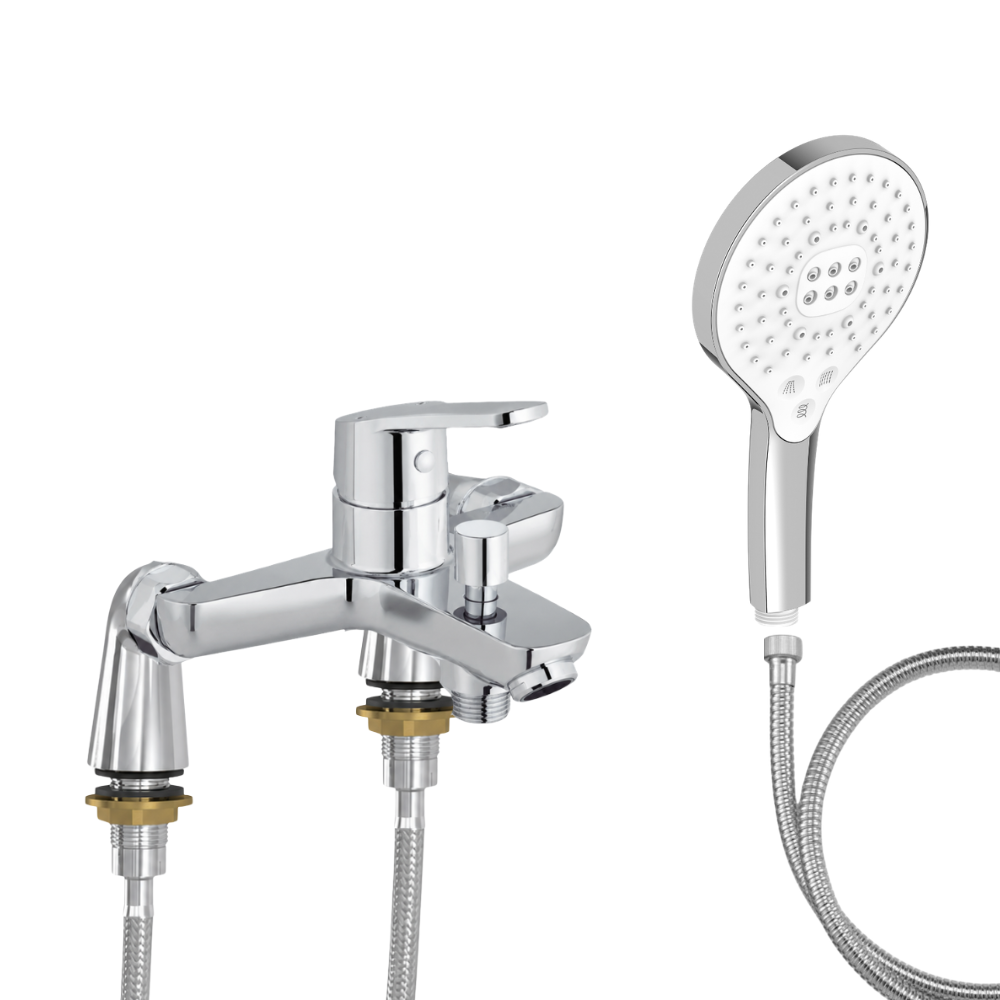 Mitigeur baignoire JACOB DELAFON Aimé + pommeau de douche Metro signature + flexible de douche métal + colonnettes Idro'Flex