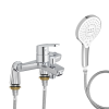 Mitigeur baignoire JACOB DELAFON Aimé + pommeau de douche Metro signature + flexible de douche métal + colonnettes Idro'Flex