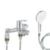 Mitigeur baignoire JACOB DELAFON Aimé + pommeau de douche Metro signature + flexible de douche lisse + colonnettes Idro'Flex