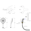 Mitigeur baignoire JACOB DELAFON Aimé + pommeau de douche Metro signature + flexible de douche lisse + colonnettes Idro'Flex