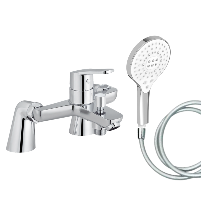 Mitigeur baignoire JACOB DELAFON Aimé + pommeau de douche Metro signature + flexible de douche lisse + colonnettes